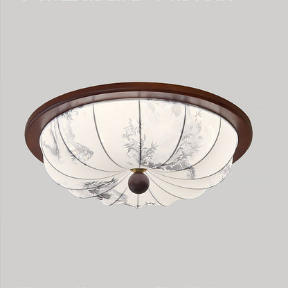 Plafondlamp Houtlook Met Stoffen Kap