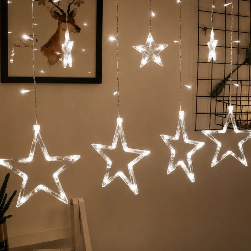 kerstverlichting led lichtgordijn met sterren 120 lampjes