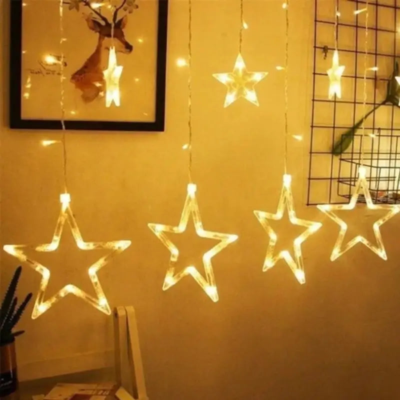 kerstverlichting led lichtgordijn met sterren 120 lampjes