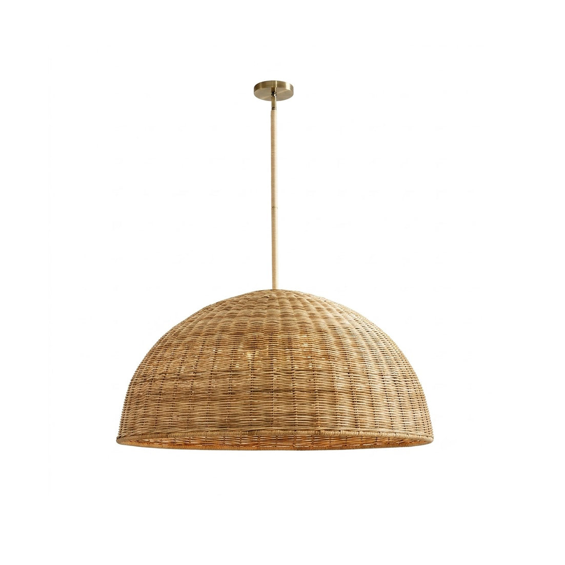 hanglamp van rotan met halfronde kap