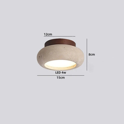Plafondlamp Travertin Met Hout En Led