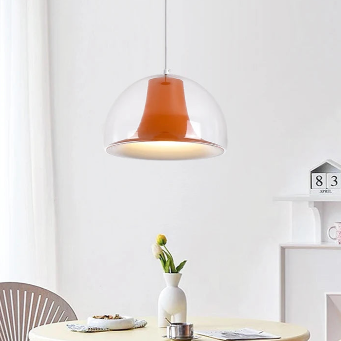 elegante halfronde glazen hanglamp met juweelachtige jellies