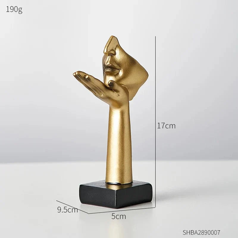 Moderne kunstsculptuur met abstract gezicht in minimalistisch ontwerp