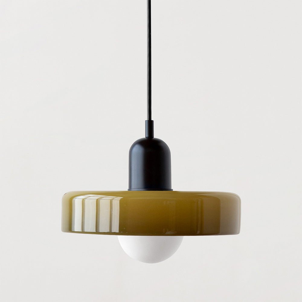 stijlvolle bauhaus hanglamp in kleurrijk glas