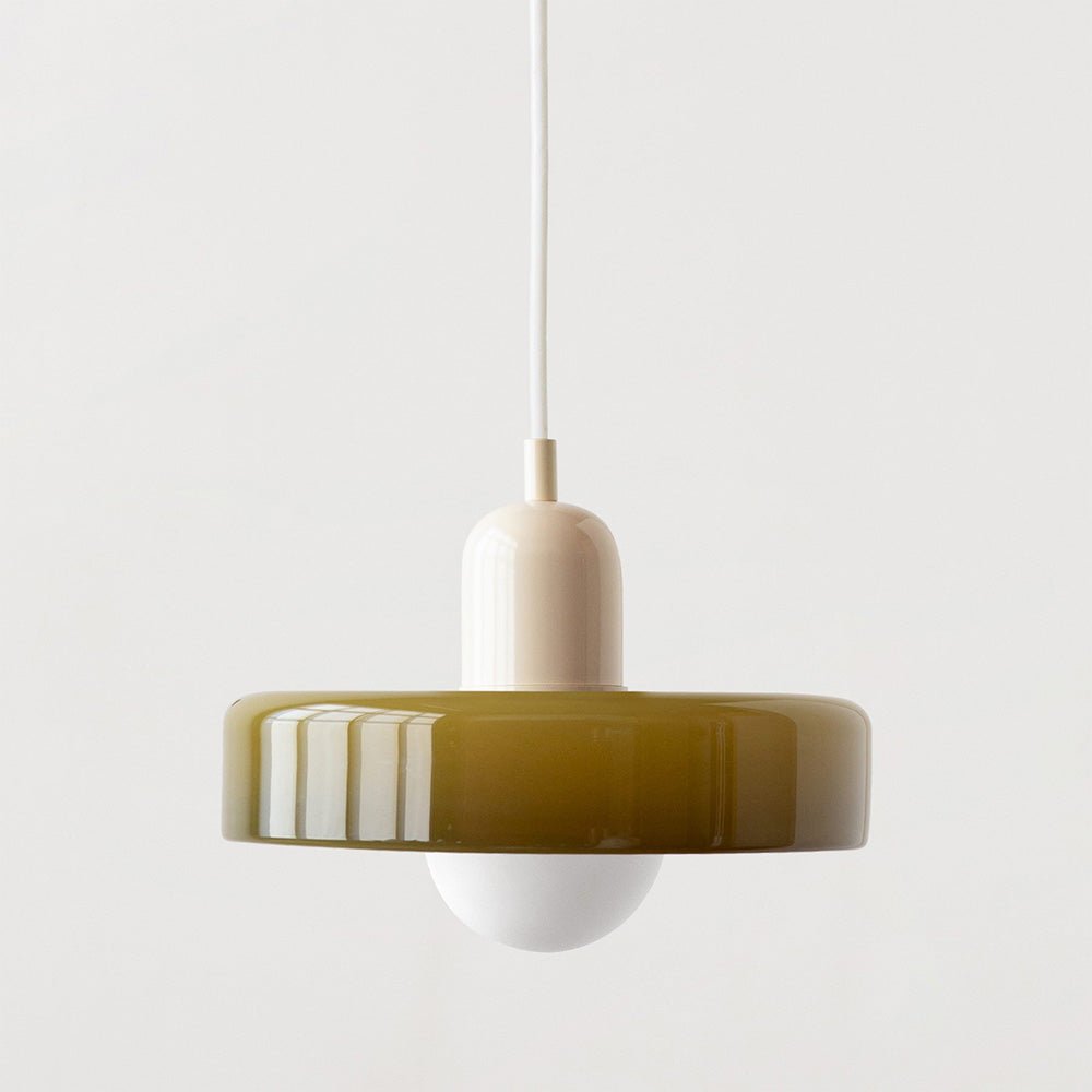 stijlvolle bauhaus hanglamp in kleurrijk glas