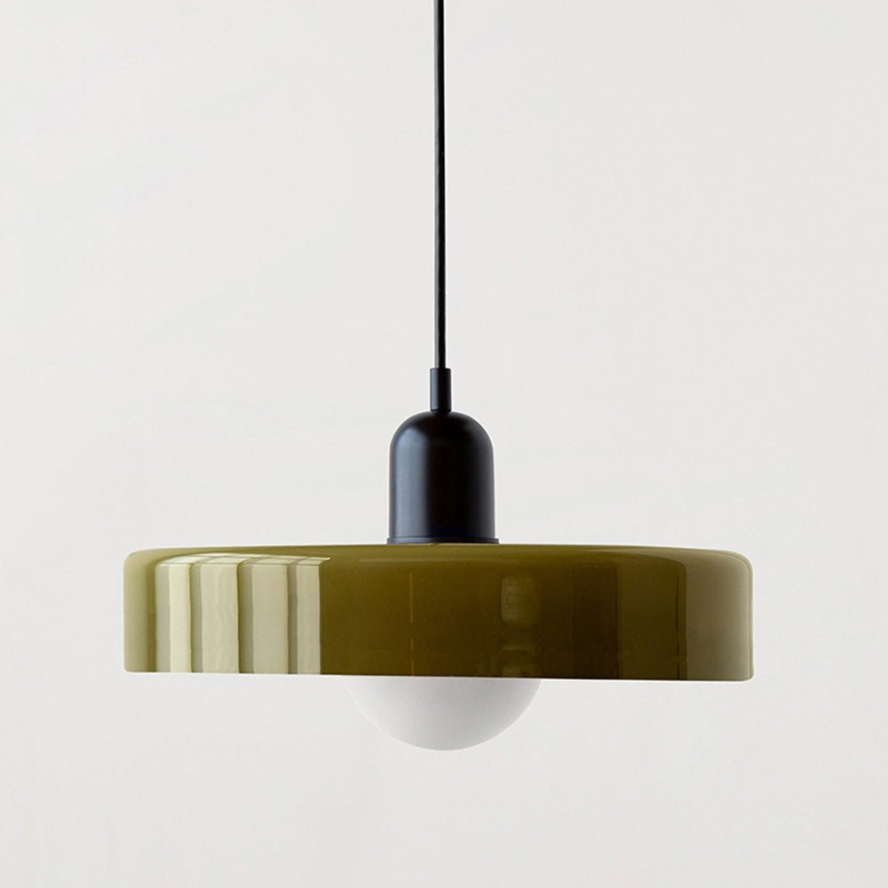 stijlvolle bauhaus hanglamp in kleurrijk glas