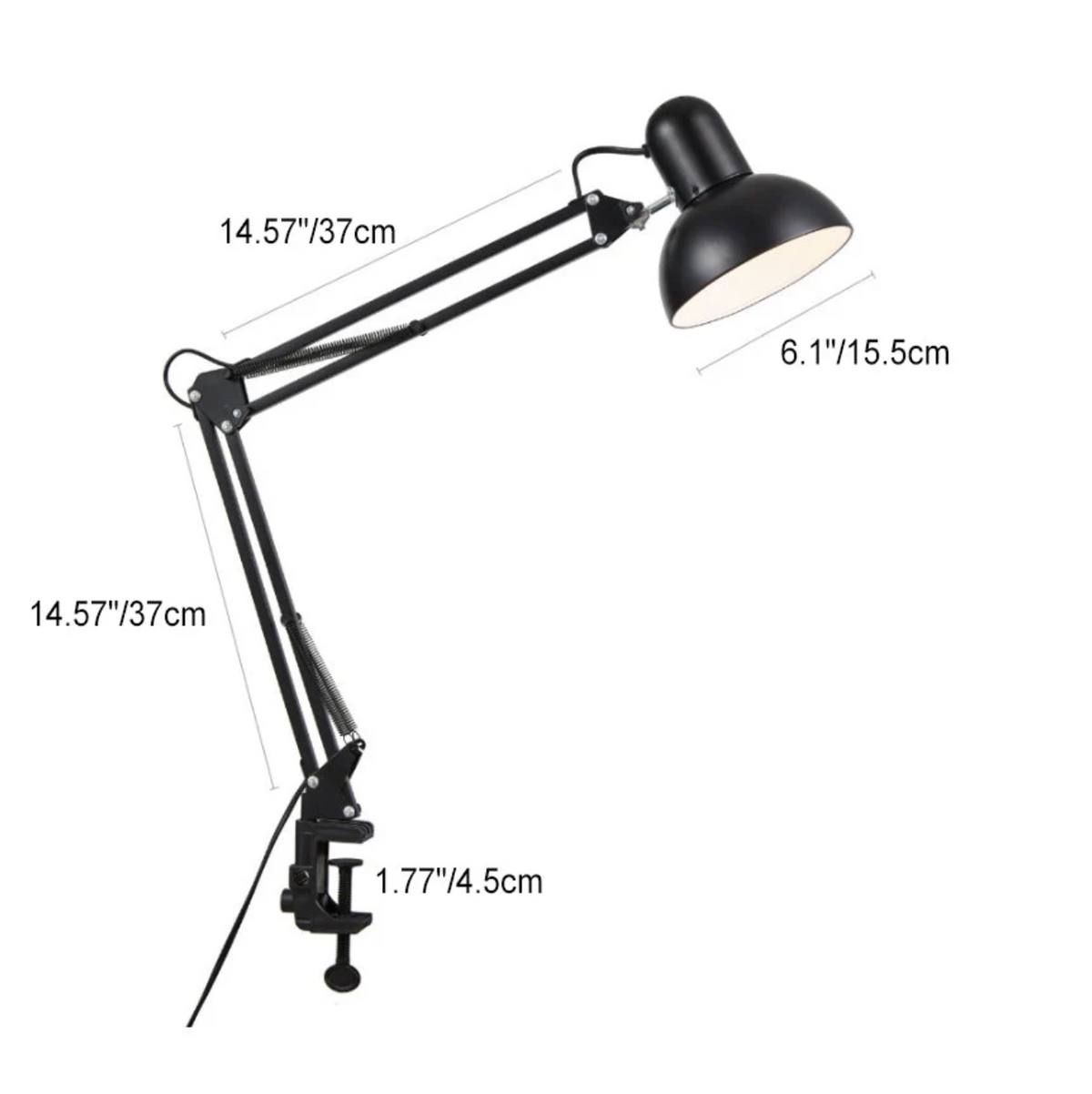 detail van de klem waarmee de lamp aan een tafel wordt bevestigd