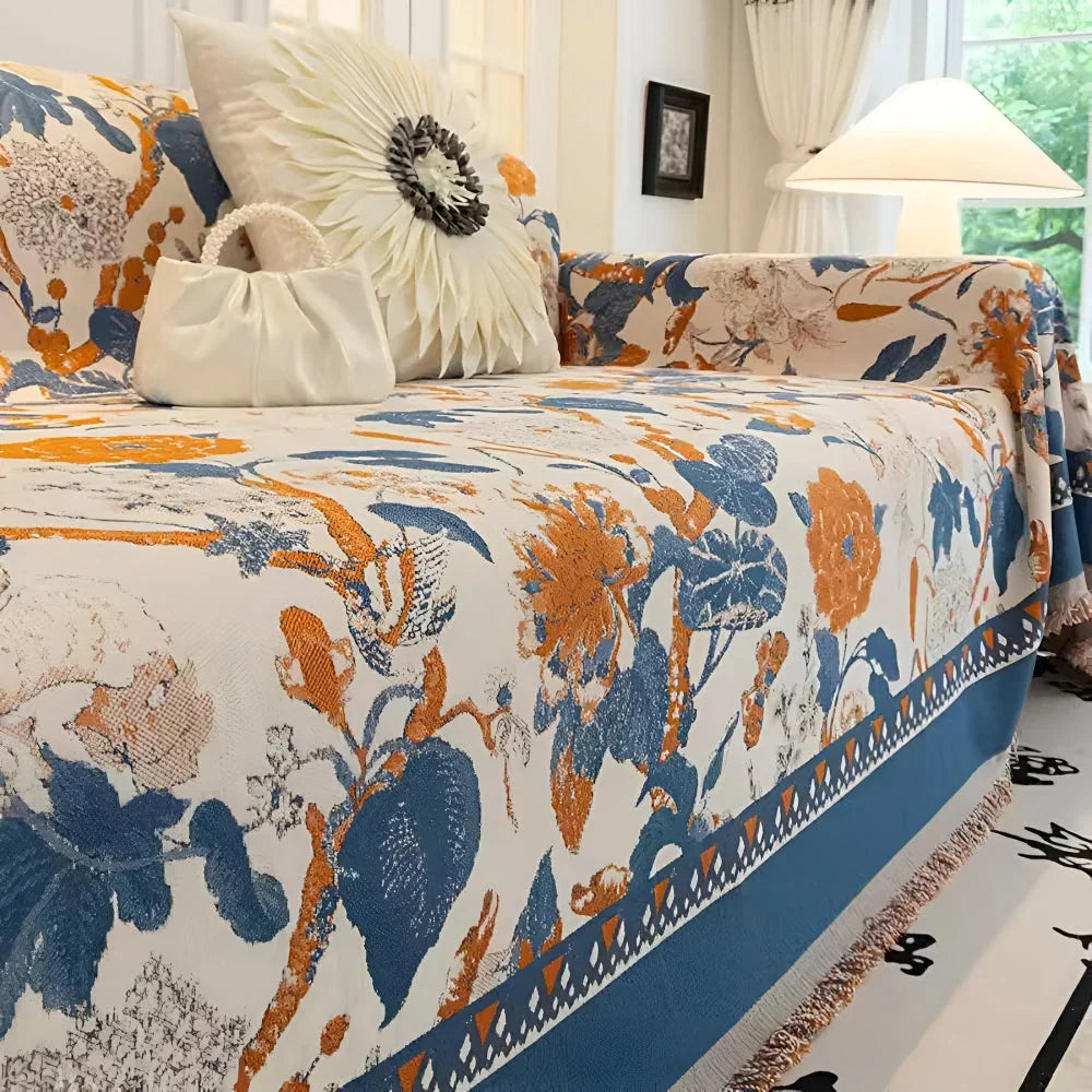 detailweergave van de chenille jacquardstof van de bankhoes