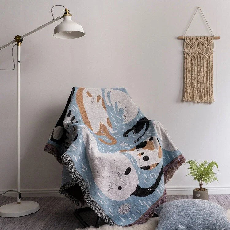 decoratieve pompoenmotiefdeken als warm woonaccessoire