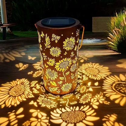 Solar Tuinlantaarn Metaal Met Bloemenprojectie
