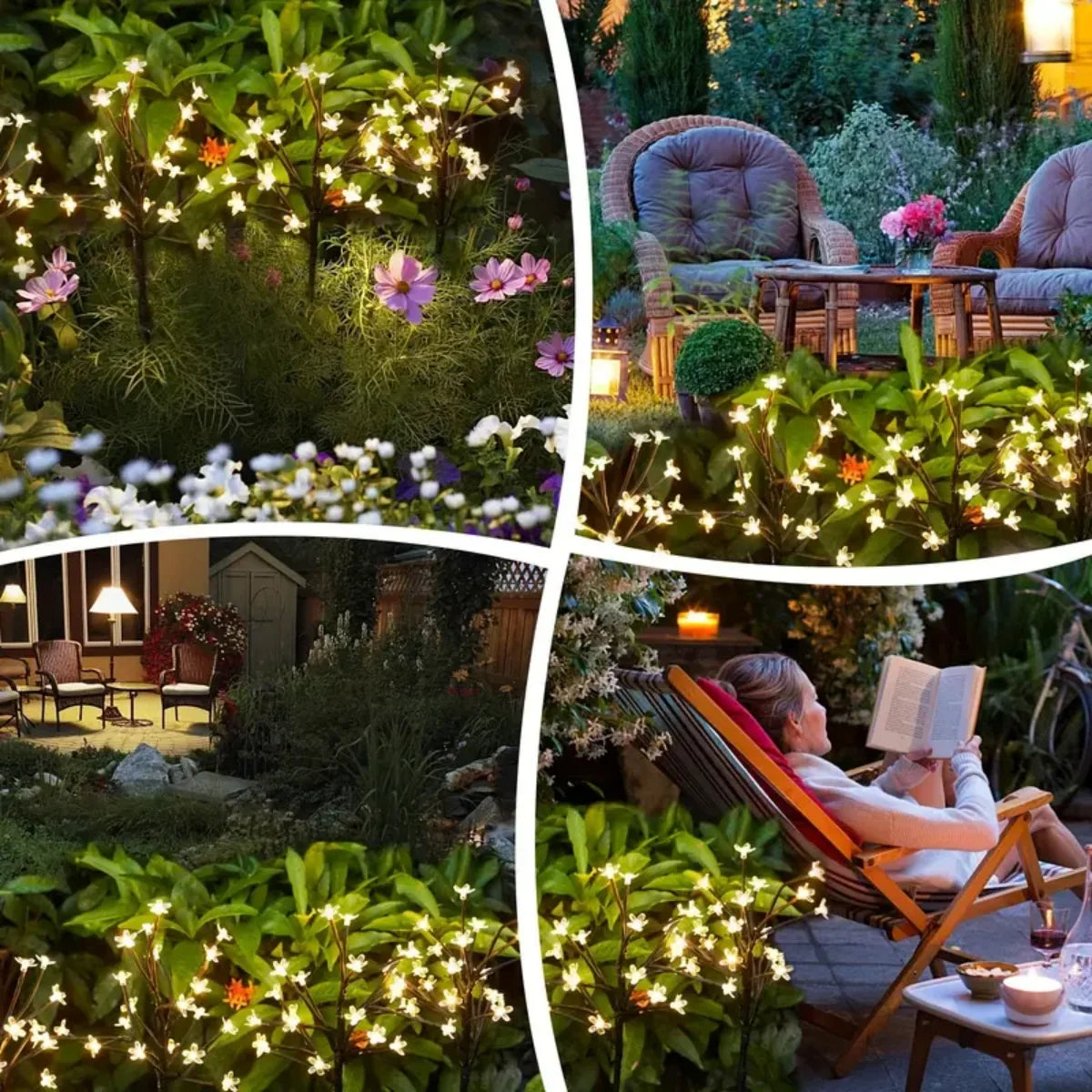 decoratieve buitenverlichting met kersenbloesem, warm wit licht en 2 lichtmodi