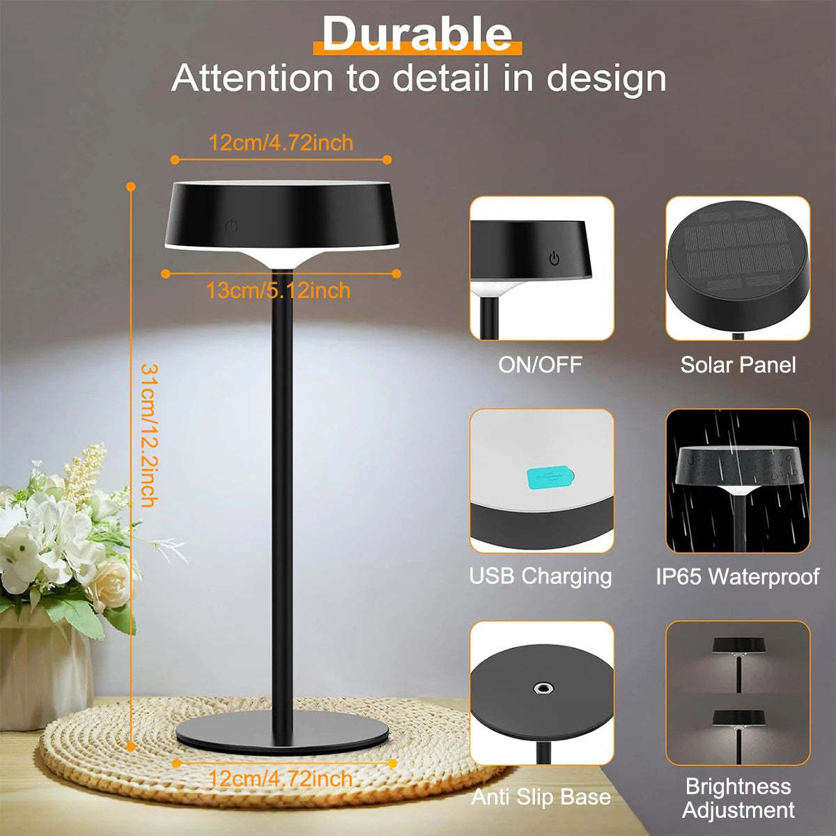solarlamp met traploos dimmen voor terras of balkon