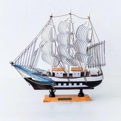 Decoratieve Lamp Houten Zeilschip Met Ledverlichting