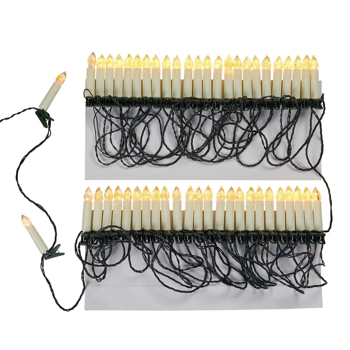 Detail van een ledclip met warmwit licht voor kerstdecoratie