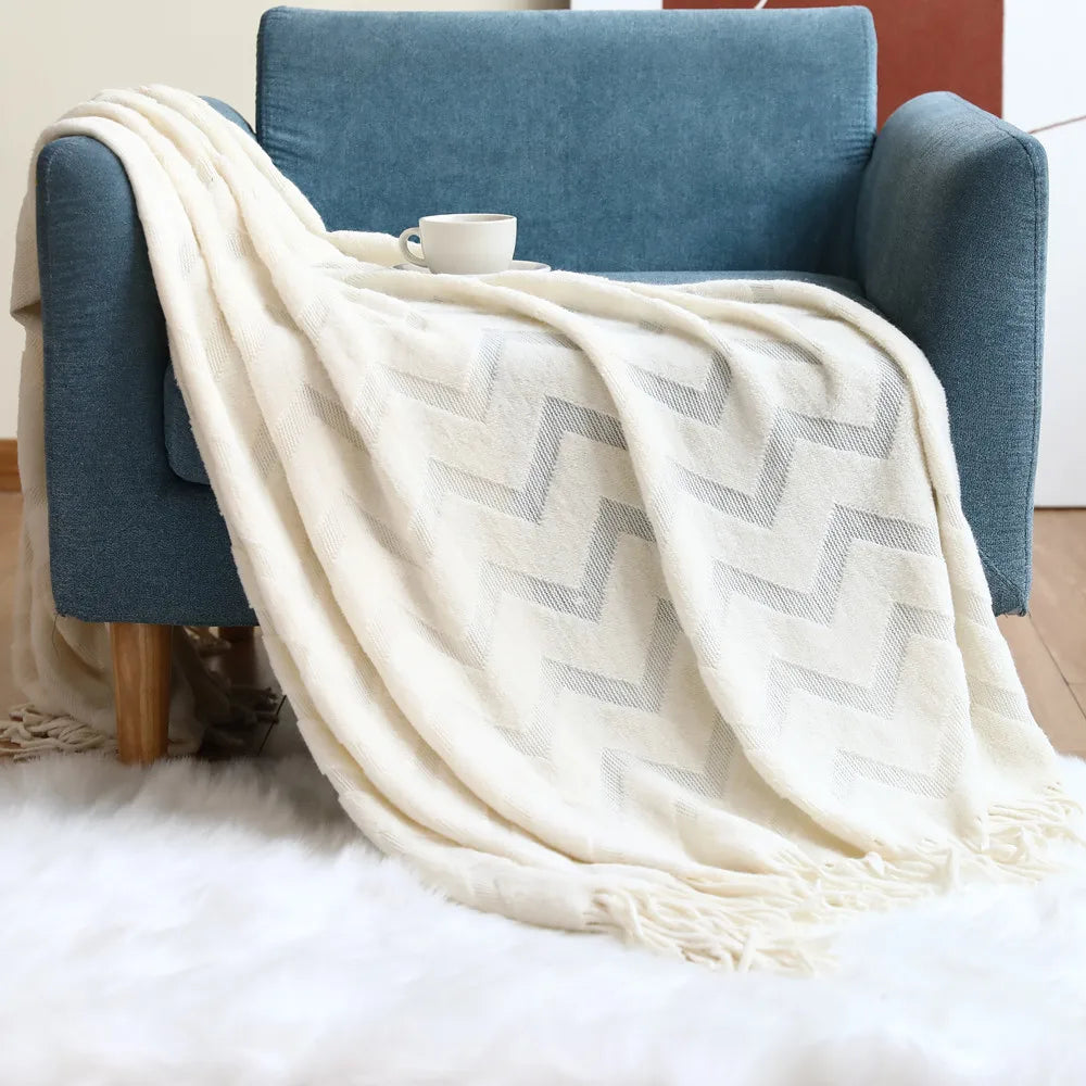 plaid van acryl met geometrisch breipatroon