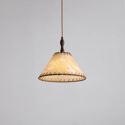 Stijlvolle hanglamp van hout en stof