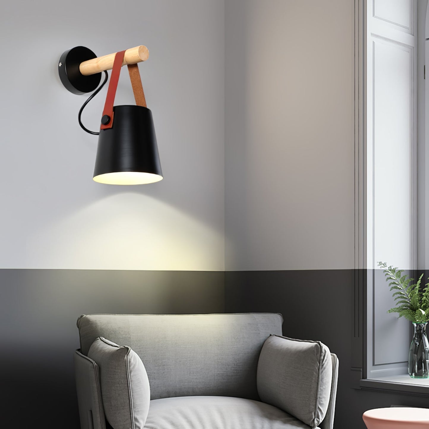 stijlvolle houten conische wandlamp voor een warme sfeer