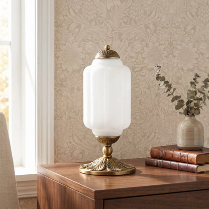 Lumi Eloise tafellamp in Frans retro-stijl, crèmekleurig glas met structuur