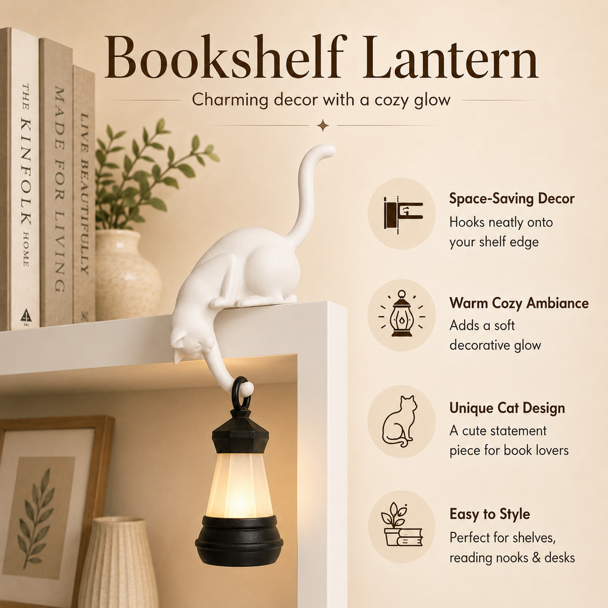decoratieve kattenlamp met lantaarn voor sfeervolle verlichting