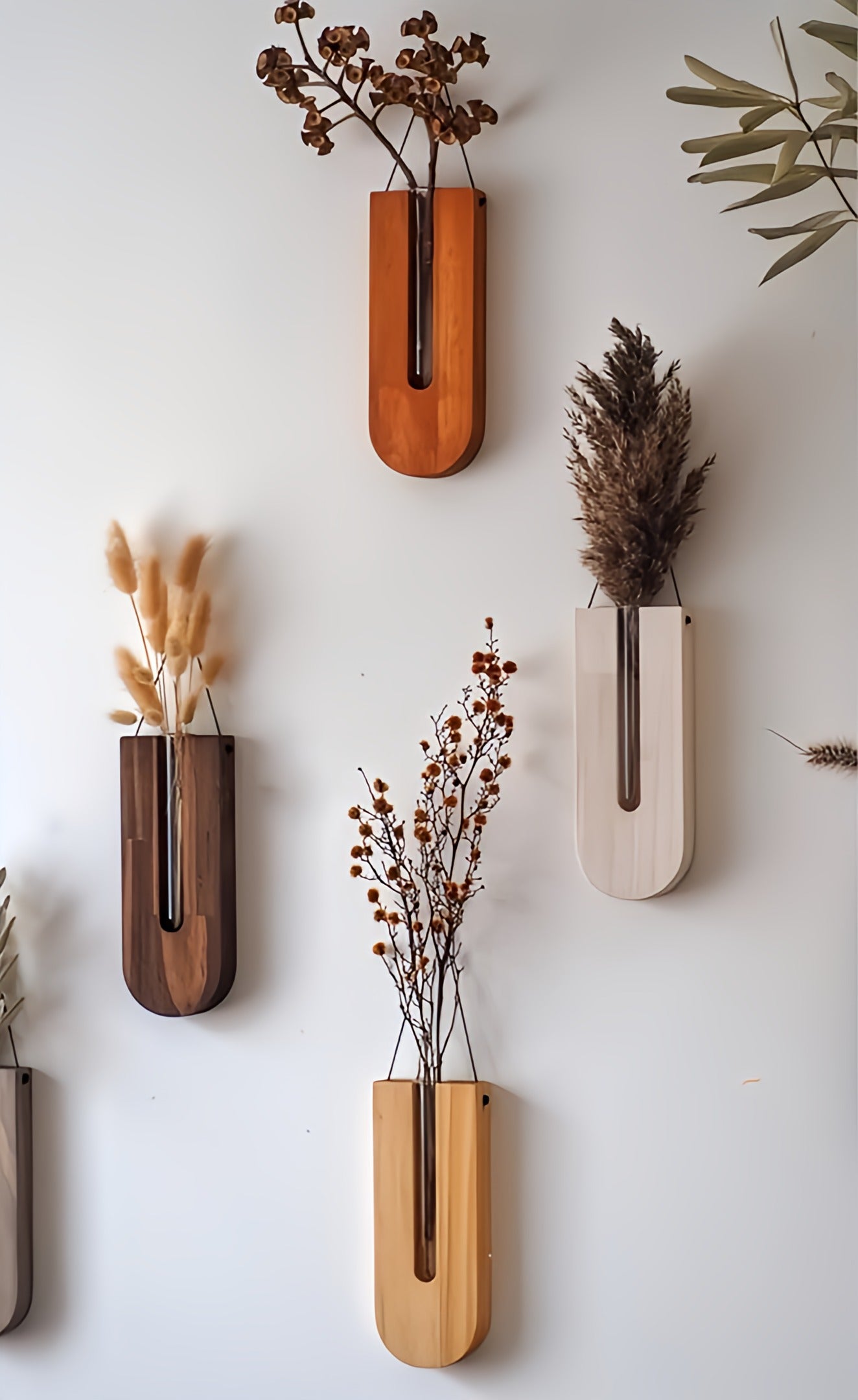 houten wandplantenhouder set rustieke pot ophanghaken
