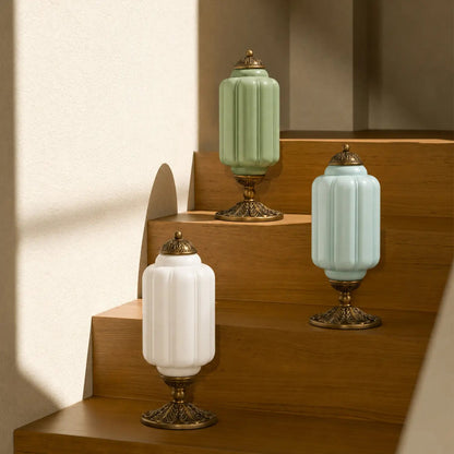 Lumi Eloise tafellamp in Frans retro-stijl, crèmekleurig glas met structuur
