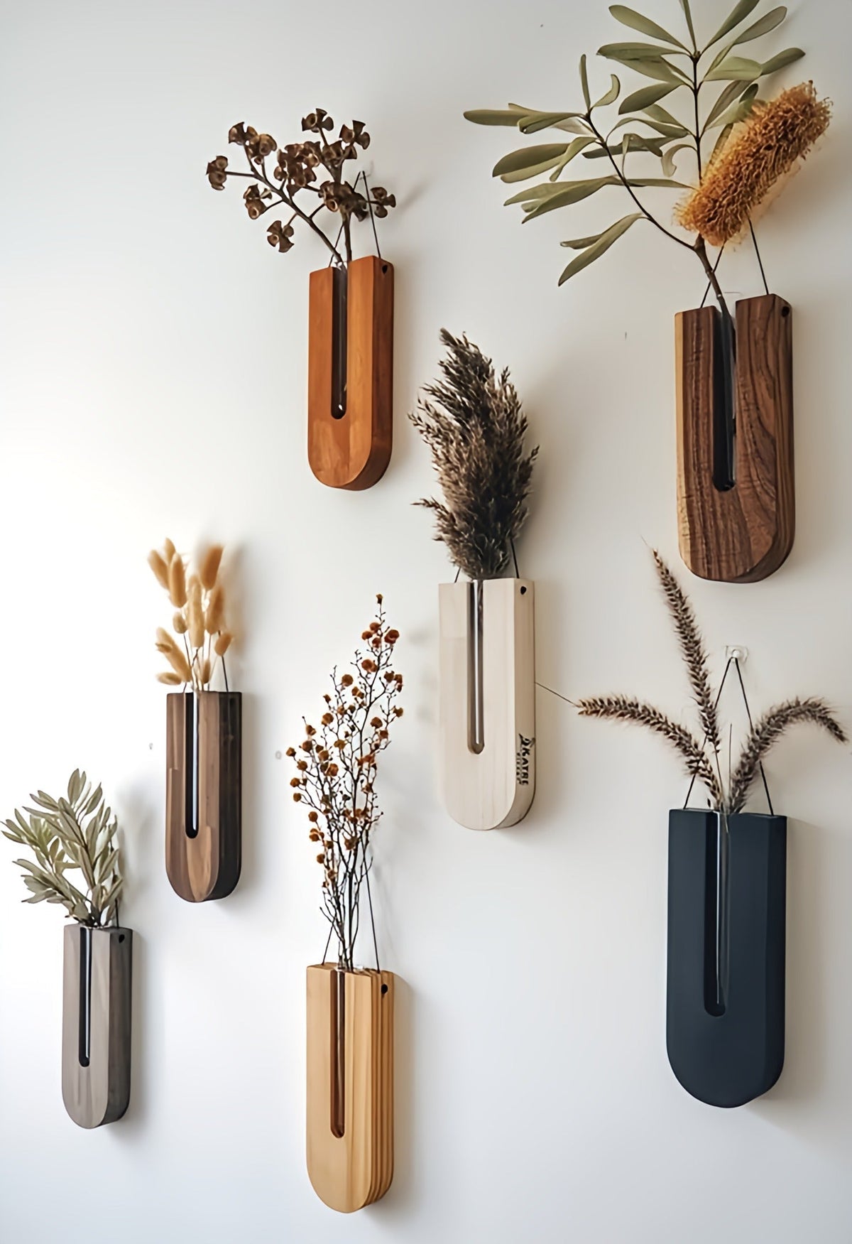 Houten Wandplantenhouder Set Rustieke Pot Ophanghaken