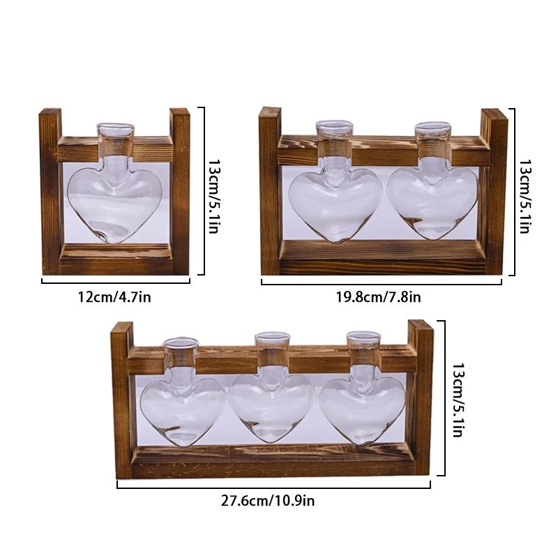houten decoratieve vaas hartvorm