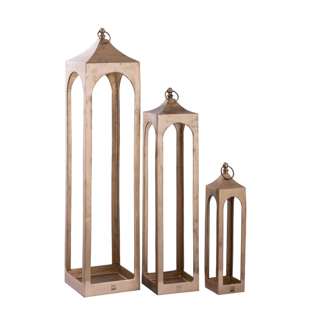 alden brass alu lanterns open set of 3