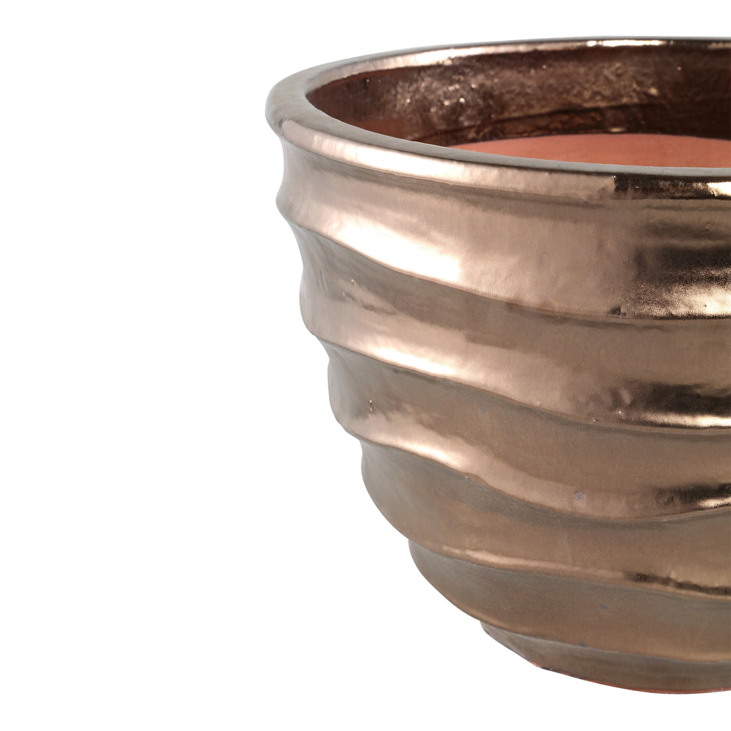 alyshia bronze ceramic round pot with wavy lines sv3