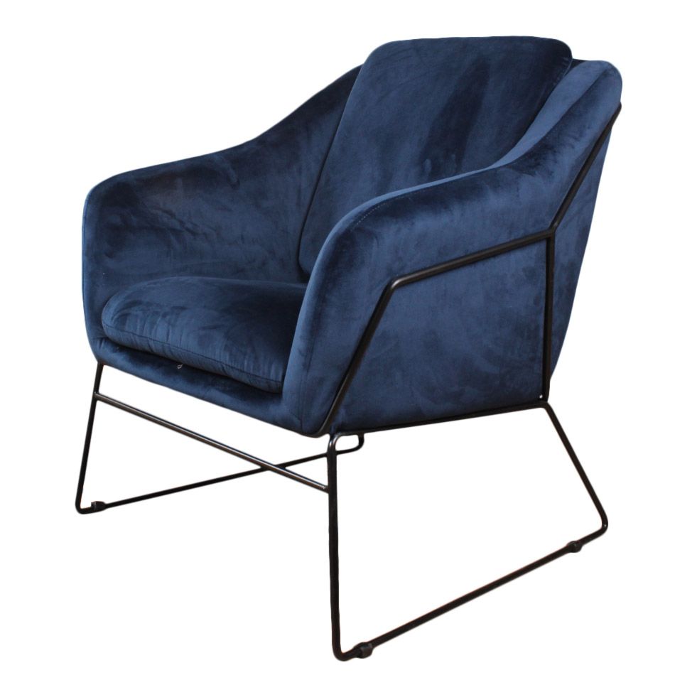 antonio fauteuil fluweel donkerblauw