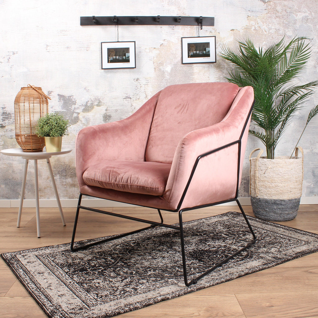 antonio fauteuil fluweel roze