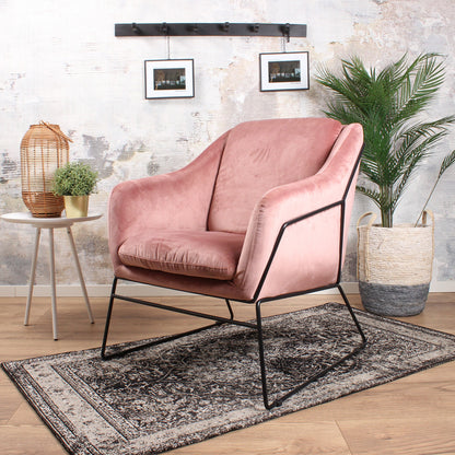 Antonio fauteuil fluweel roze