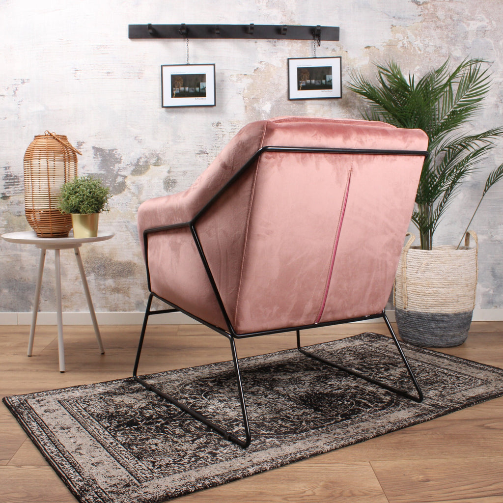 antonio fauteuil fluweel roze