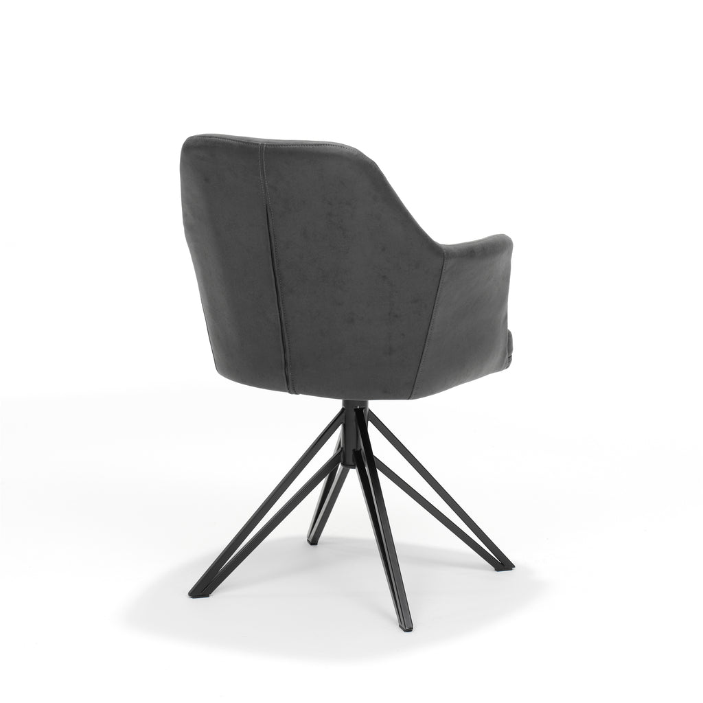 calvin armchair with swivel base in black fabric soft anthracite