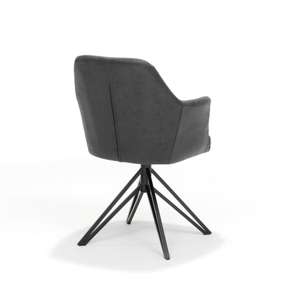 Calvin armchair with swivel base in black Fabric Soft Anthracite