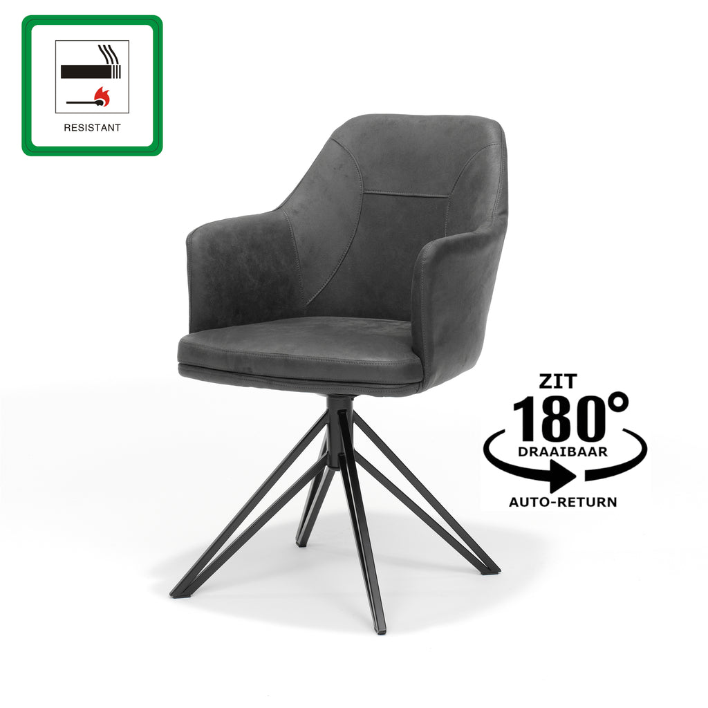 calvin armchair with swivel base in black fabric ukfr soft anthracite