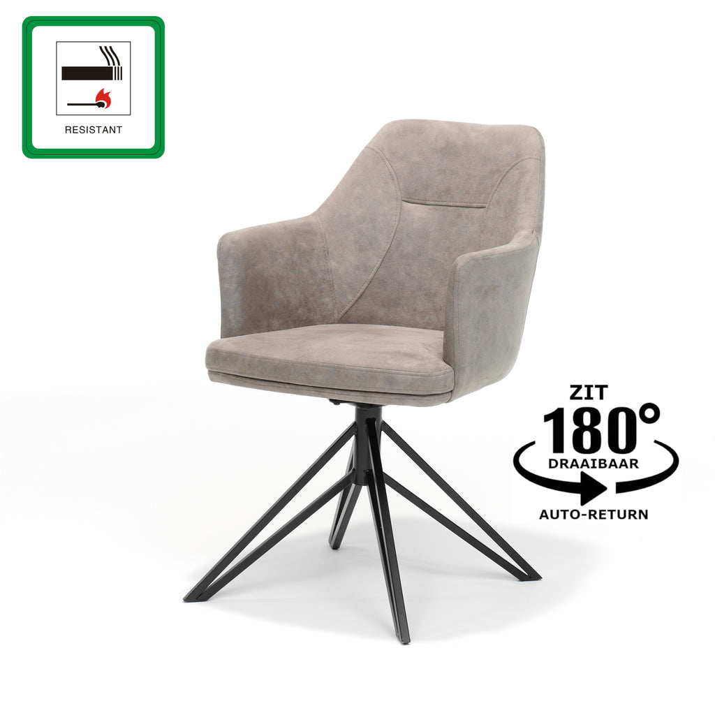 calvin armchair with swivel base in black fabric ukfr soft pebble