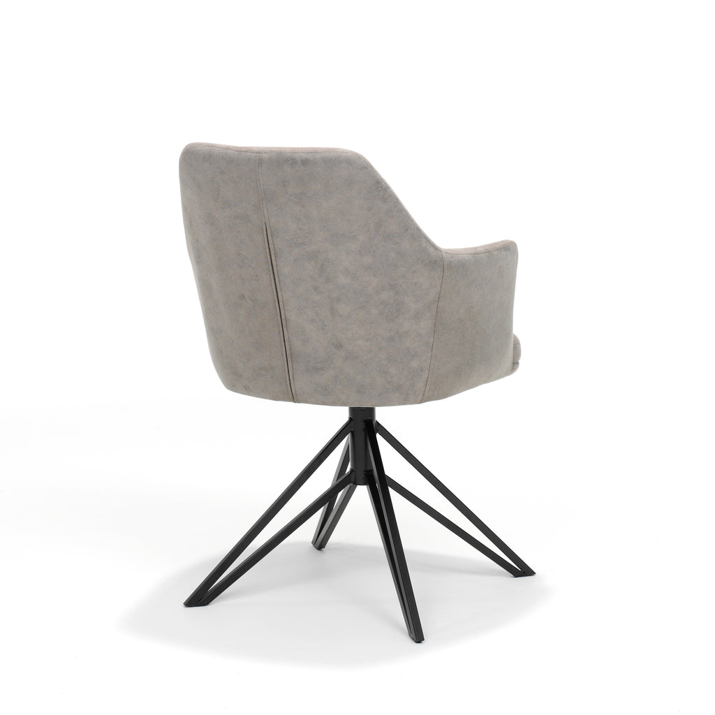 calvin armchair with swivel base in black fabric ukfr soft pebble