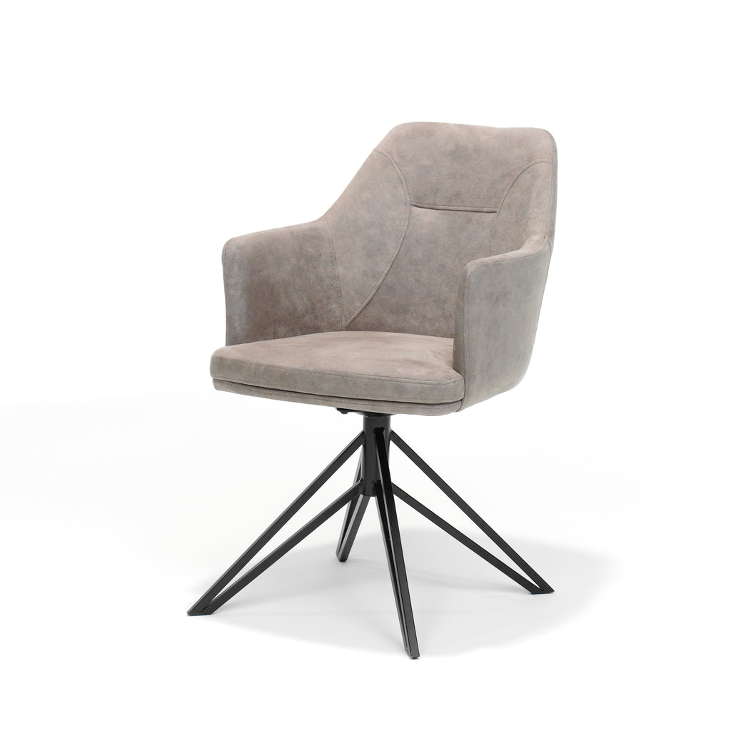 calvin armchair with swivel base in black fabric ukfr soft pebble