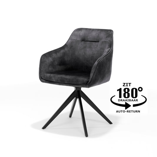 Armchair Jazz black swivel base - Aurora Velours Anthracite