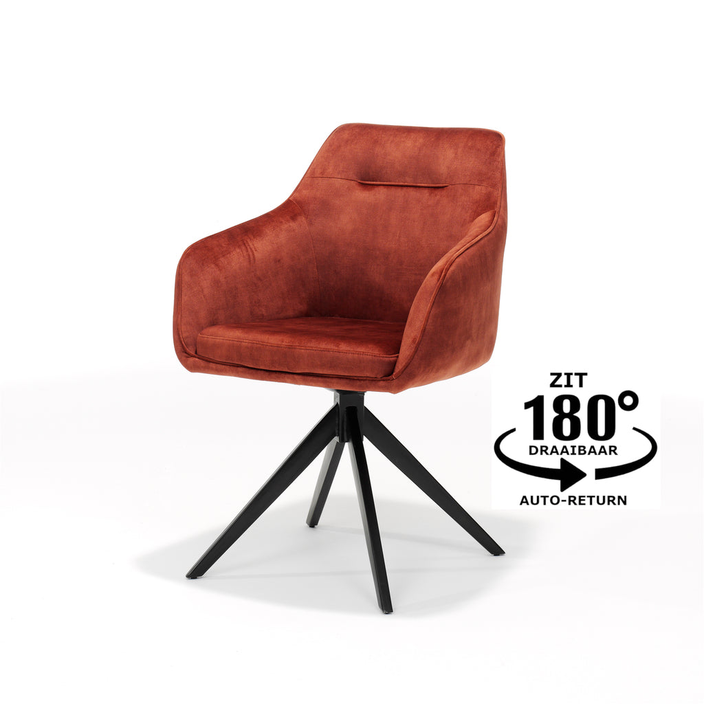 armchair jazz black swivel base - aurora velours copper