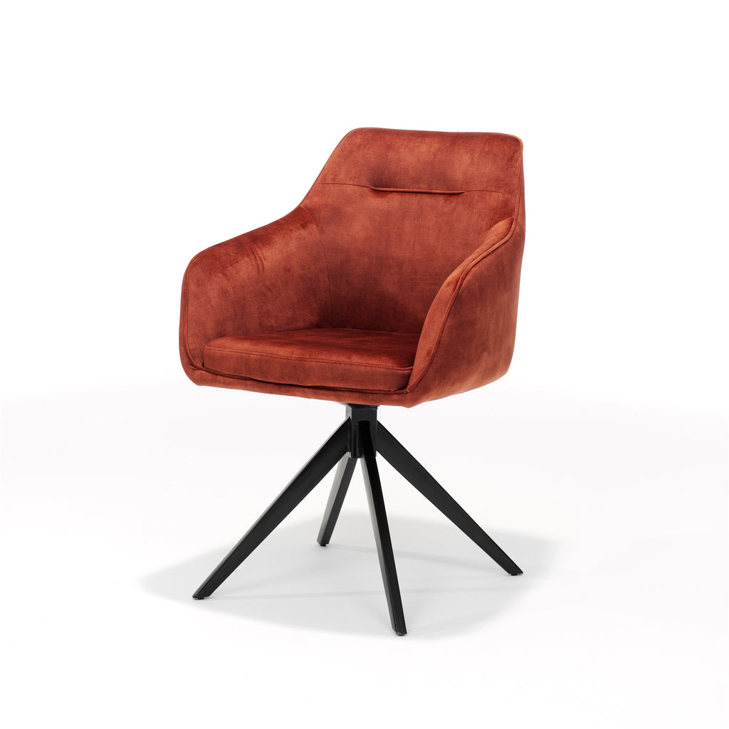 armchair jazz black swivel base - aurora velours copper