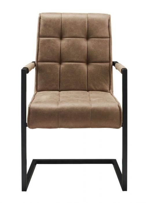 armchair patch black - fabric soft cognac