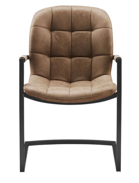 armchair savannah black - fabric soft cognac