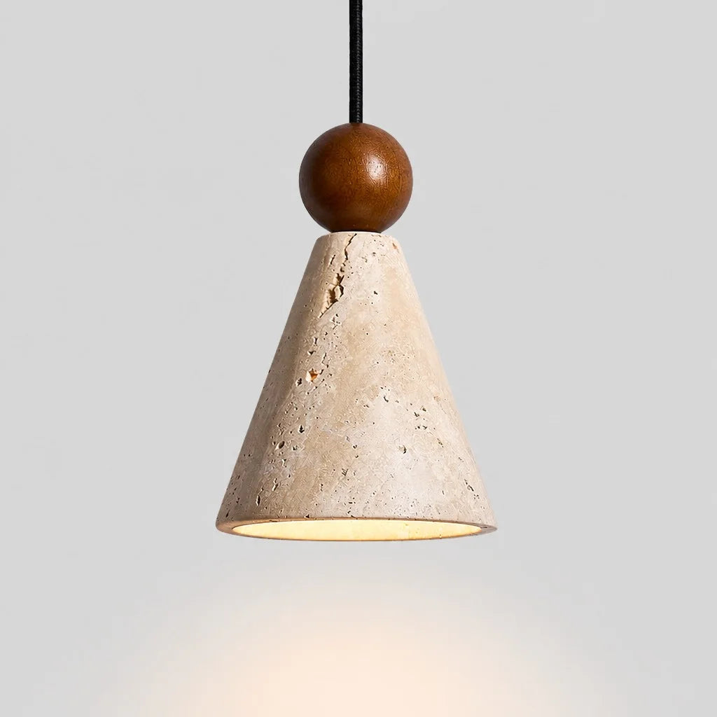 Ariad Wabi-Sabi travertijn hanglamp in kegelvorm