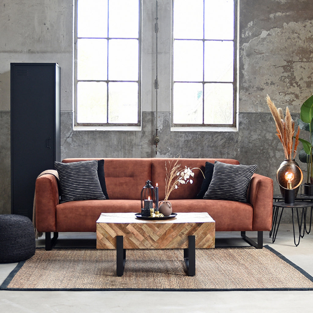 label51 sofa burano - rust - velours - 3-seater