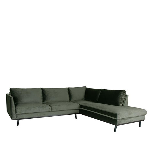 LABEL51 Corner sofa Siena - Army green - Velvet - 2.5-seater + Ottoman