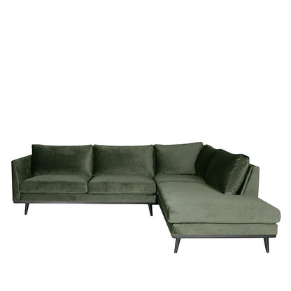 LABEL51 Corner sofa Siena - Army green - Velvet - 2.5-seater + Ottoman