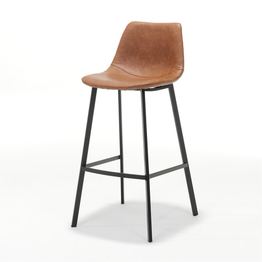 Bar stool Bari Black Fabric Vintage Cognac 2 pieces Return