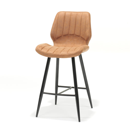 Bar stool Brenn black Fabric Soft Cognac